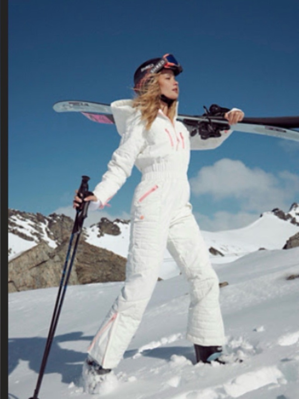 Free People White Ski One-Piece with Pink Accents